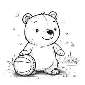 Coloring pages with A bear playing basketball.