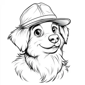 Coloring pages with a dog wearing a hat