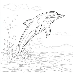 Coloring pages with A dolphin joyfully jumping out of the ocean.