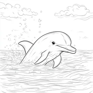 Coloring pages with A dolphin peeking curiously out of the water.