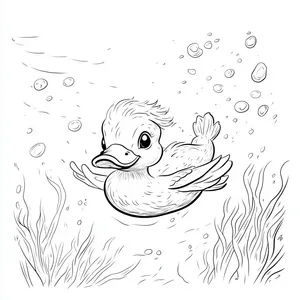 Coloring pages with A duck diving below the water surface.