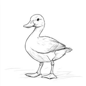 Coloring pages with A duck balancing on one leg.