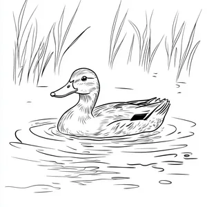 Coloring pages with A duck swimming happily in a pond.