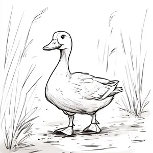 Coloring pages with A duck walking along a winding dirt path.