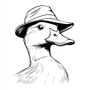 Coloring pages with A duck wearing a cute little hat.