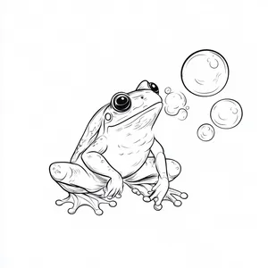 Coloring pages with A frog blowing bubbles.