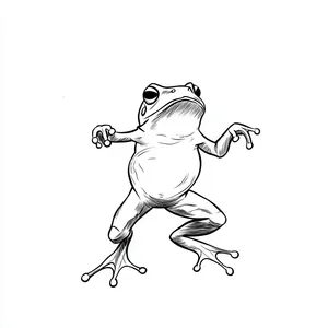 Coloring pages with A frog dancing happily.