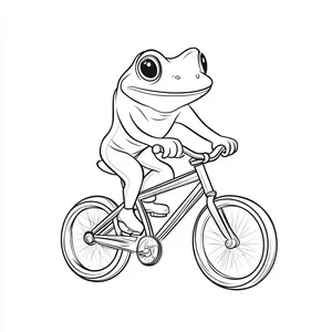 Coloring pages with A frog pedaling a bicycle.