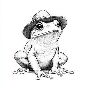 Coloring pages with A frog sporting a stylish hat.