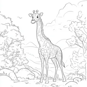 Coloring pages with Giraffe at the zoo