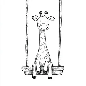 Coloring pages with Giraffe on a swing