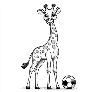 Coloring pages with Giraffe playing soccer