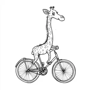 Coloring pages with Giraffe riding a bicycle