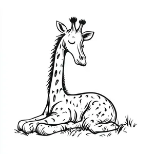 Coloring pages with Giraffe sleeping