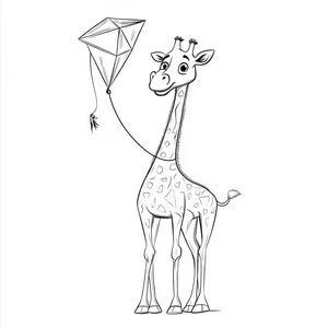 Coloring pages with Giraffe with a kite