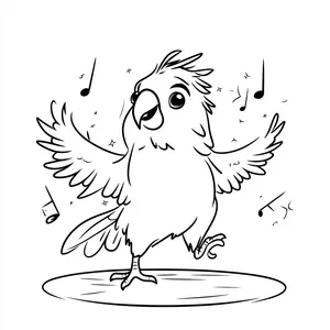 Coloring pages with A parrot dancing on the dance floor