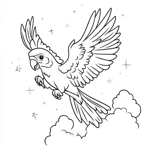 Coloring pages with A parrot flying in the sky