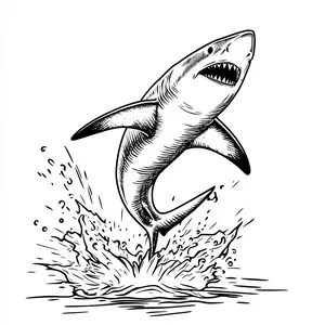 Coloring pages with A shark leaping out of the water.