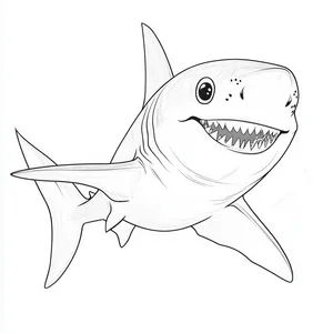 Coloring pages with A friendly shark smiling and showing its teeth.