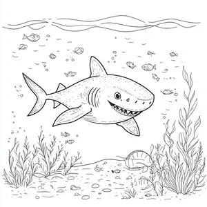 Coloring pages with A shark swimming calmly in the ocean.