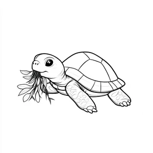 Coloring pages with A turtle munching on seaweed.