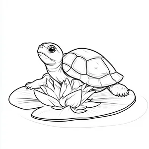 Coloring pages with A turtle floating peacefully on a lily pad.