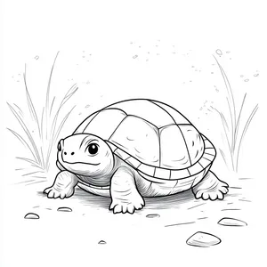 Coloring pages with A turtle hiding safely inside its shell.