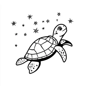 Coloring pages with A turtle gazing at the stars.