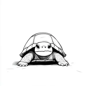 Coloring pages with A turtle peeking out of its shell.