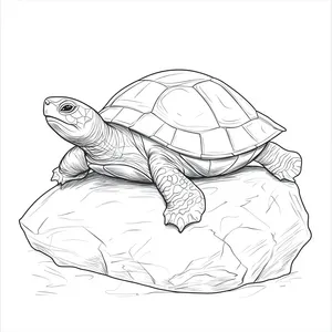 Coloring pages with A turtle relaxing on a rock.