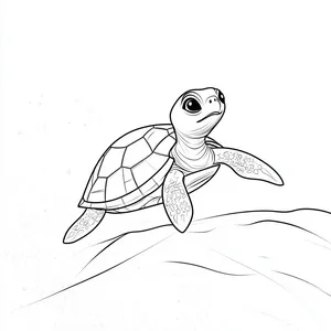 Coloring pages with A turtle sliding down a sandy dune.