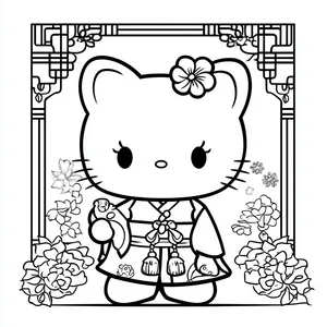 Coloring pages with hello kitty.