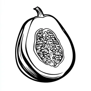 Coloring pages with a vibrant papaya outline designed for children.