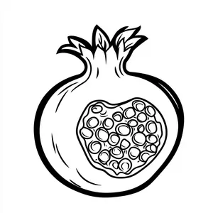 Coloring pages with a detailed pomegranate outline for kids to enjoy.