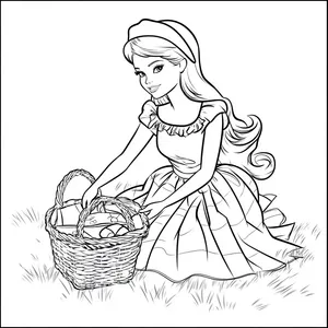 Coloring pages with barbie having a picnic.