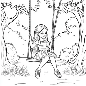 Coloring pages with barbie playing at the park.