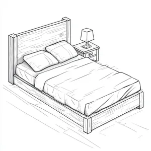 Coloring pages with minecraft bed outline.