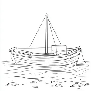 Coloring pages with minecraft boat outline.