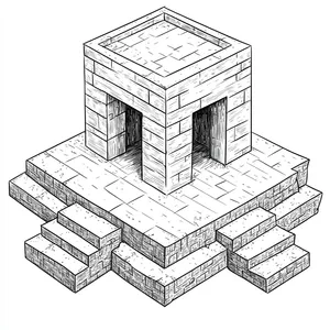 Coloring pages with minecraft nether portal outline.