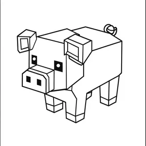 Coloring pages with minecraft pig outline.