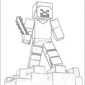 Coloring pages with minecraft steve outline.