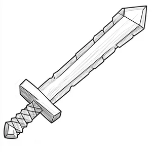 Coloring pages with minecraft sword outline.